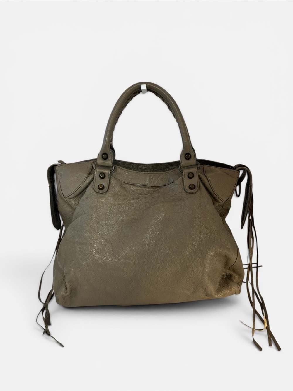 Balenciaga Motocross City Gray Leather Top Handle Satchel Bag - Picture 2 of 10